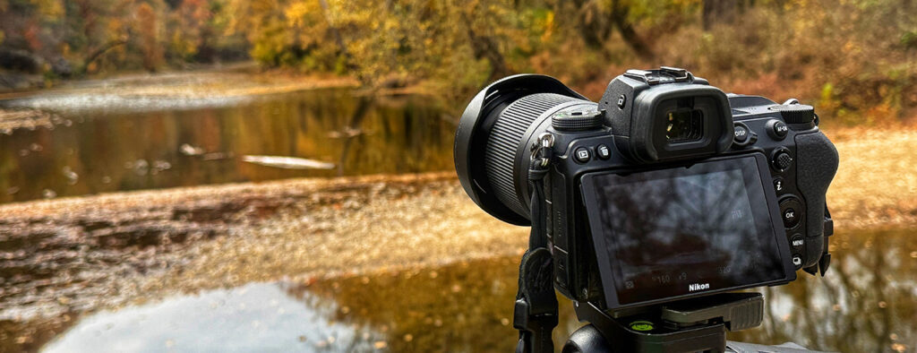 camera shooting waterscape